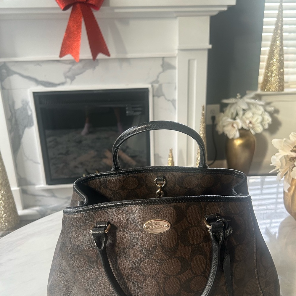 Coach Brown and Black Signature Satchel